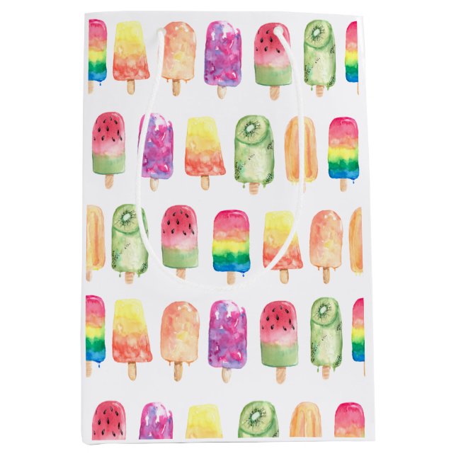 Watercolor Popsicles Medium Gift Bag (Front)