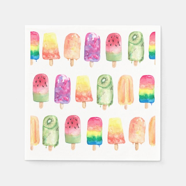 Watercolor Popsicles Napkins (Front)