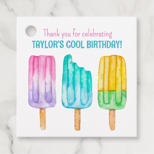 Watercolor Popsicles Party Favor Tags