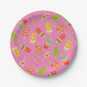 Watercolor Popsicles Summer birthday party Paper Plates