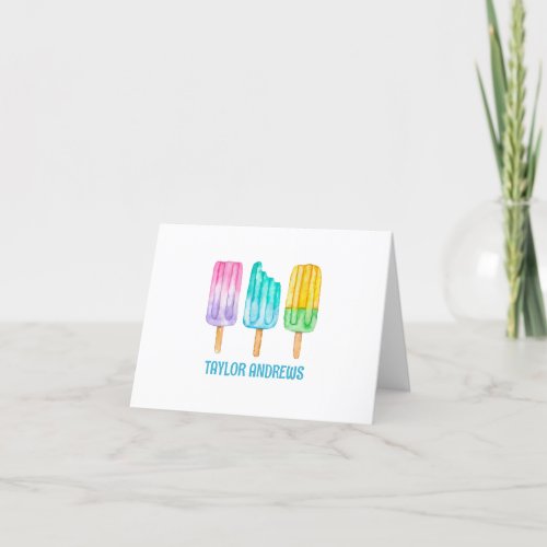 Watercolor Popsicles Thank You Card