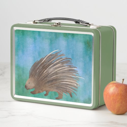 Watercolor Porcupine Metal Lunchbox