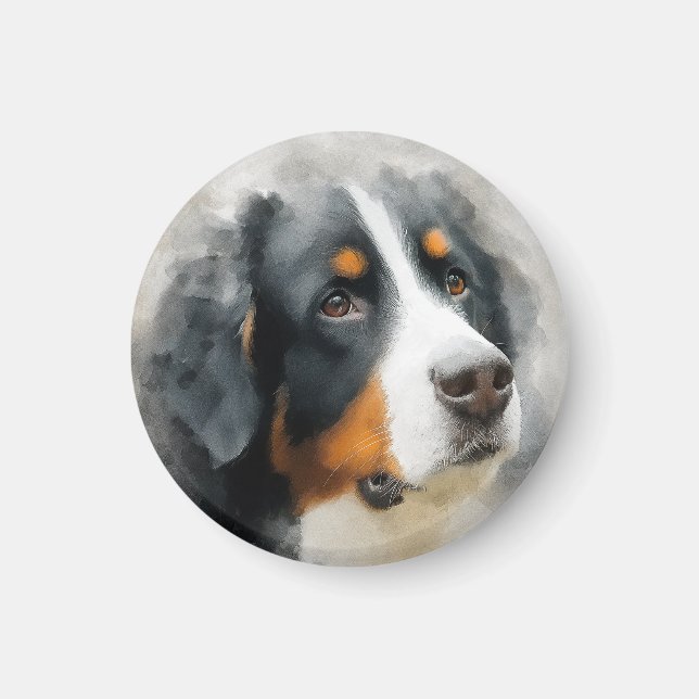 Watercolor portrait Bernese mountain dog Magnet (Front)