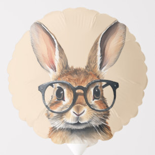 Watercolor Portrait Cute Rabbit With Glasses Balloon