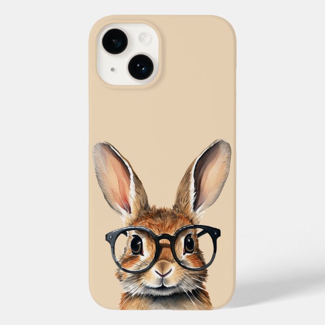 Watercolor Portrait Cute Rabbit With Glasses Case-Mate iPhone Case (Back)