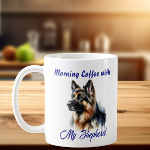 Watercolor Portrait German Shepherd Personalize Coffee Mug