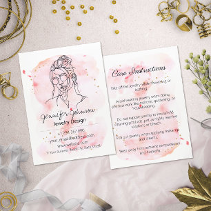 Watercolor Portrait Jewelry Care Business Card