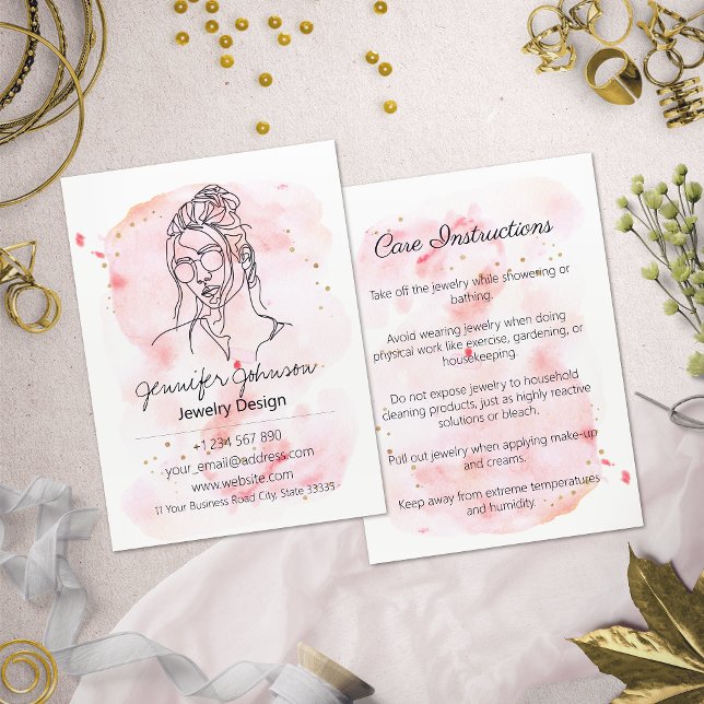 Watercolor Portrait Jewelry Care Business Card (Creator Uploaded)