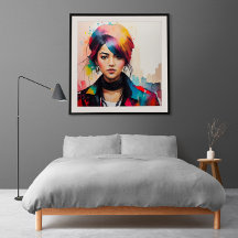 Watercolor Portrait Minimalist illustration Anime