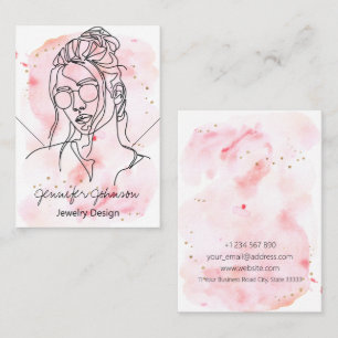 Watercolor Portrait Necklace Display Card