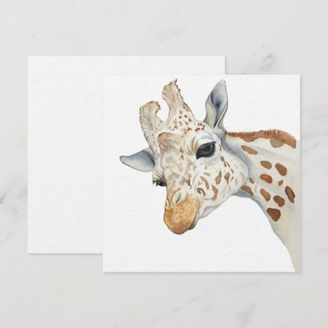 Watercolor portrait of a giraffe invitation (Front/Back)