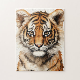 Watercolor Portrait of a Little Tiger Jigsaw Puzzle