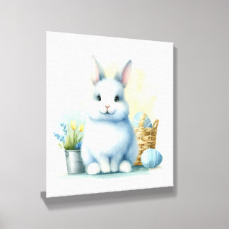 Watercolor portrait of a rabbit canvas photo tile 