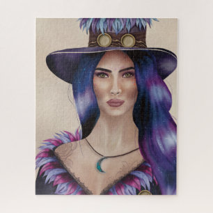 Watercolor Portrait of a Steampunk-inspired Woman Jigsaw Puzzle