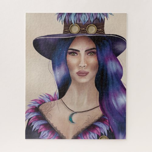 Watercolor Portrait of a Steampunk_inspired Woman Jigsaw Puzzle