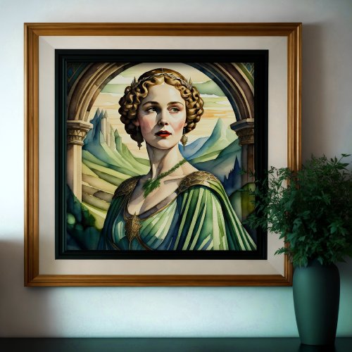 Watercolor Portrait of Greek or Roman Woman 11 Poster