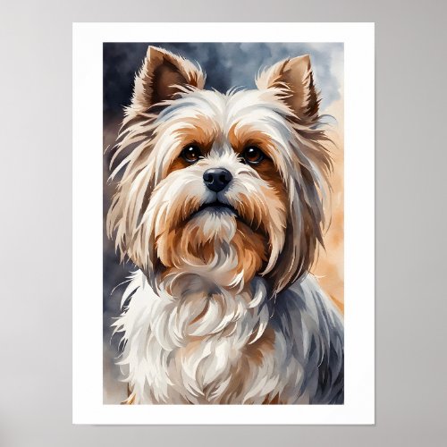 Watercolor Portrait Pose Sweet Shih Tzu Dog Poster