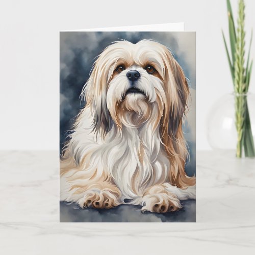 Watercolor Portrait Sweet Shih Tzu Dog Blank Card