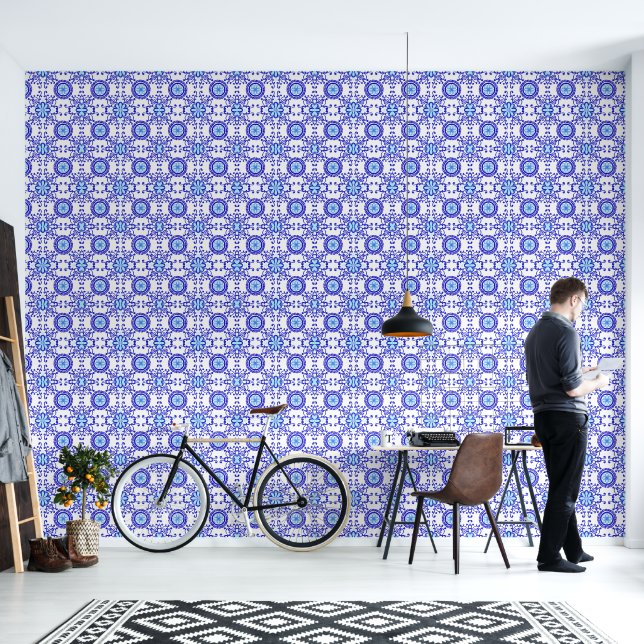 Watercolor Positano Amalfi Tile Design  Wallpaper (Living Room)