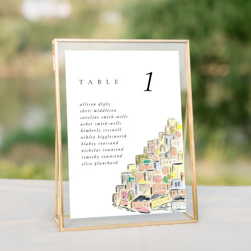 Watercolor Positano Italy 5x7 Wedding Table Cards