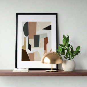 Watercolor poster Abstract Geometrical modern art