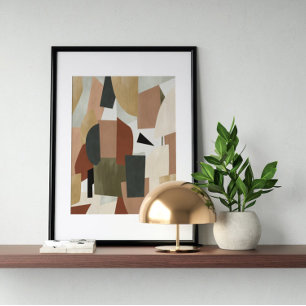 Watercolor poster Abstract Geometrical modern art