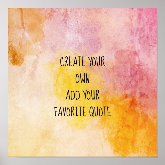 watercolor poster create your own quote wall art (Front)