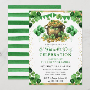 Watercolor Pot of Gold St Patrick's Day Invitation