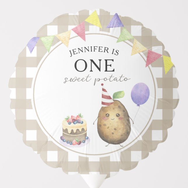 Watercolor Potato 1st birthday Balloon (Front)