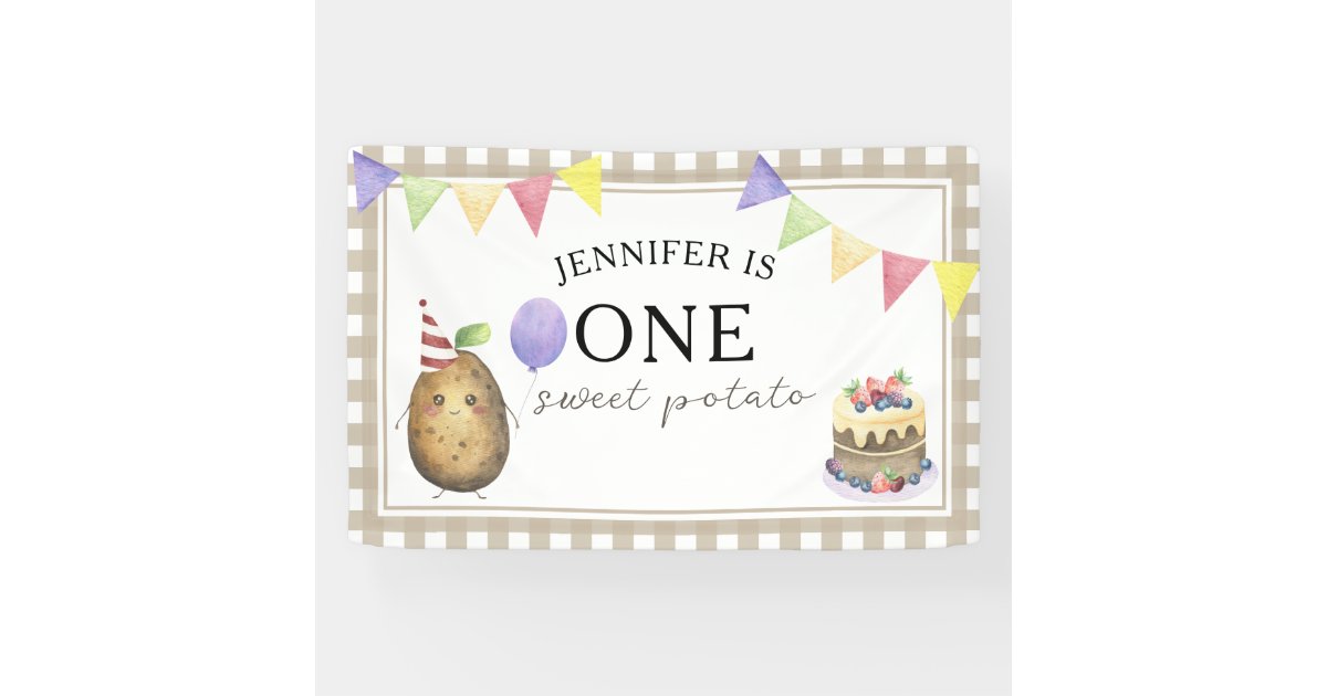 Watercolor Potato 1st birthday Banner | Zazzle