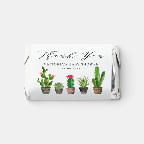 Watercolor Potted Cactus Baby Shower Thank You Hersheys Miniatures