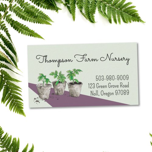 Watercolor Potted Greenery Nursery Business Card
