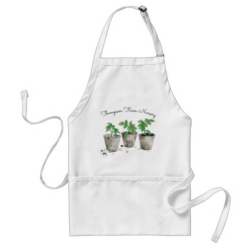 Watercolor Potted Greenery Nursery Garden Adult Apron