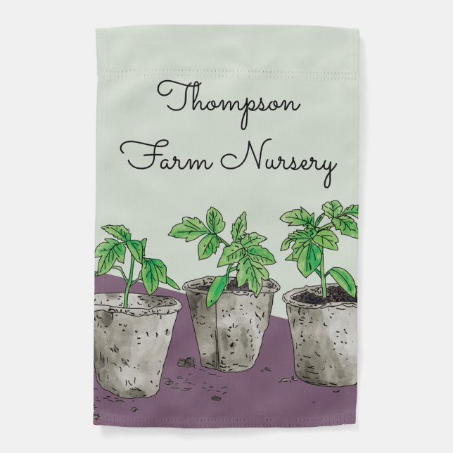 Watercolor Potted Greenery Nursery Garden Flag (Front)