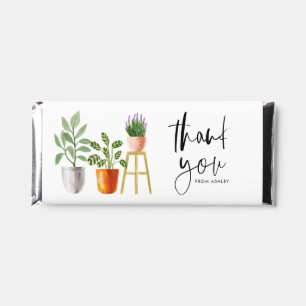 Watercolor Potted Houseplants Birthday Thank You Hershey Bar Favors