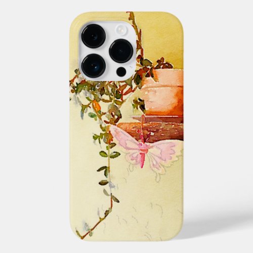 Watercolor Potted Plant and Butterfly Case_Mate iPhone 14 Pro Case