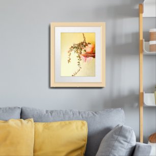 Watercolor Potted Plant and Butterfly Framed Art