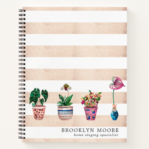 Watercolor Potted Plant Personalized Journal