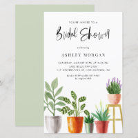 Watercolor Potted Plants Bridal Shower Invitation