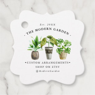 Watercolor Potted Plants Business Hang Tag