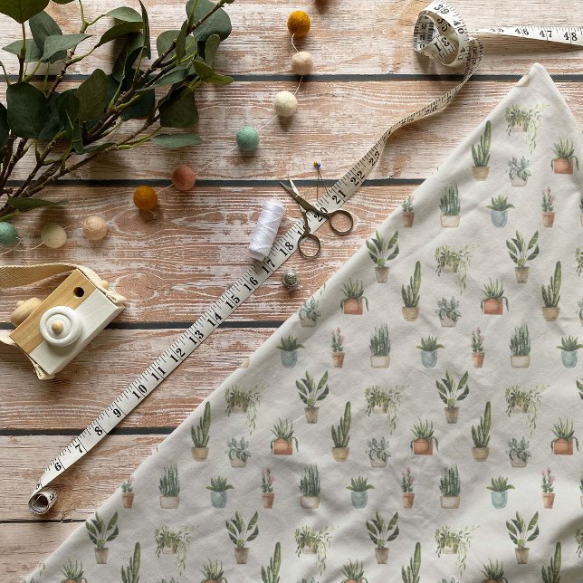 Watercolor Potted Plants Pattern Fabric (Creator Uploaded)