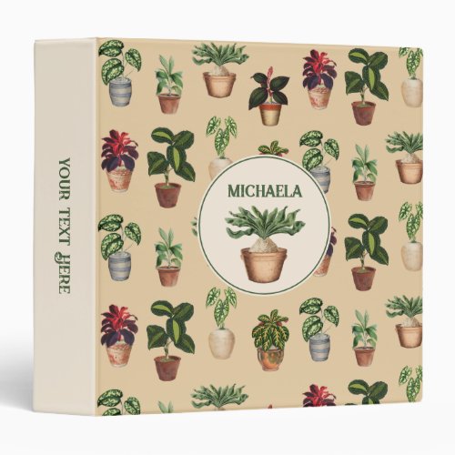 Watercolor Potted Plants Terracotta Pots Name 3 Ring Binder