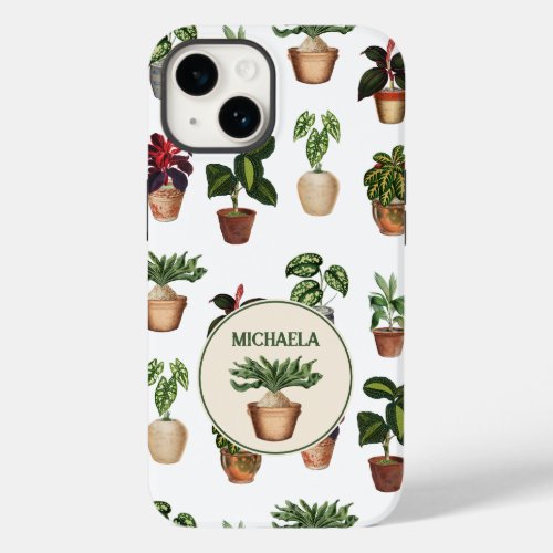 Watercolor Potted Plants Terracotta Pots Name Case_Mate iPhone 14 Case