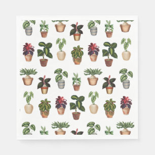 Watercolor Potted Plants Terracotta Pots Pattern Napkins