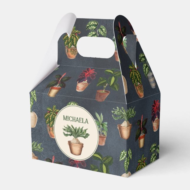 Watercolor Potted Plants Terracotta Pots Rustic Favor Boxes (Front Side)