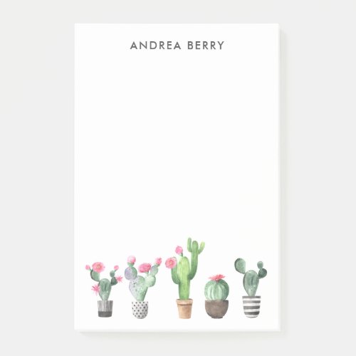 Watercolor Potted Succulents and Cacti Post_it Notes