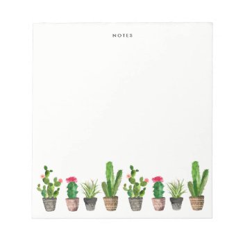Watercolor Potted Succulents And Cactus Custom Notepad by KeikoPrints at Zazzle