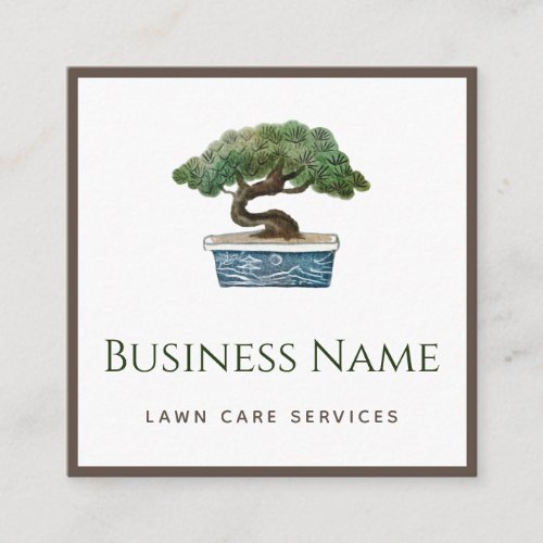 Watercolor Potted Tree Lawn Care Services Gardener Square Business Card