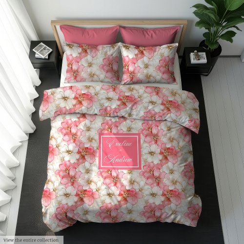 Watercolor Powder Pink Florals Modern Custom Name
