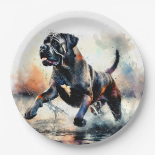 Watercolor powerful Cane Corso dog Paper Plates